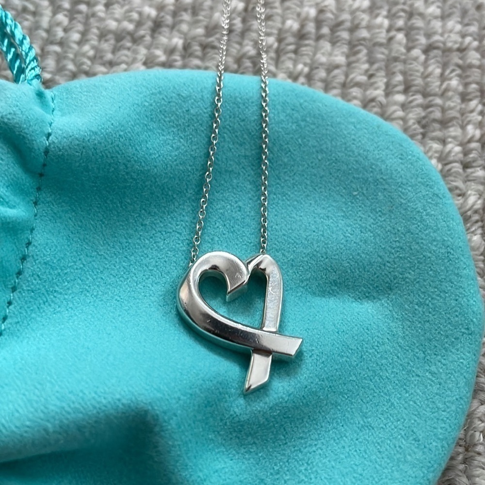 Tiffany & Co Paloma Picasso Loving Heart Pendant Necklace Silver 18 in Chain - Picture 3 of 4